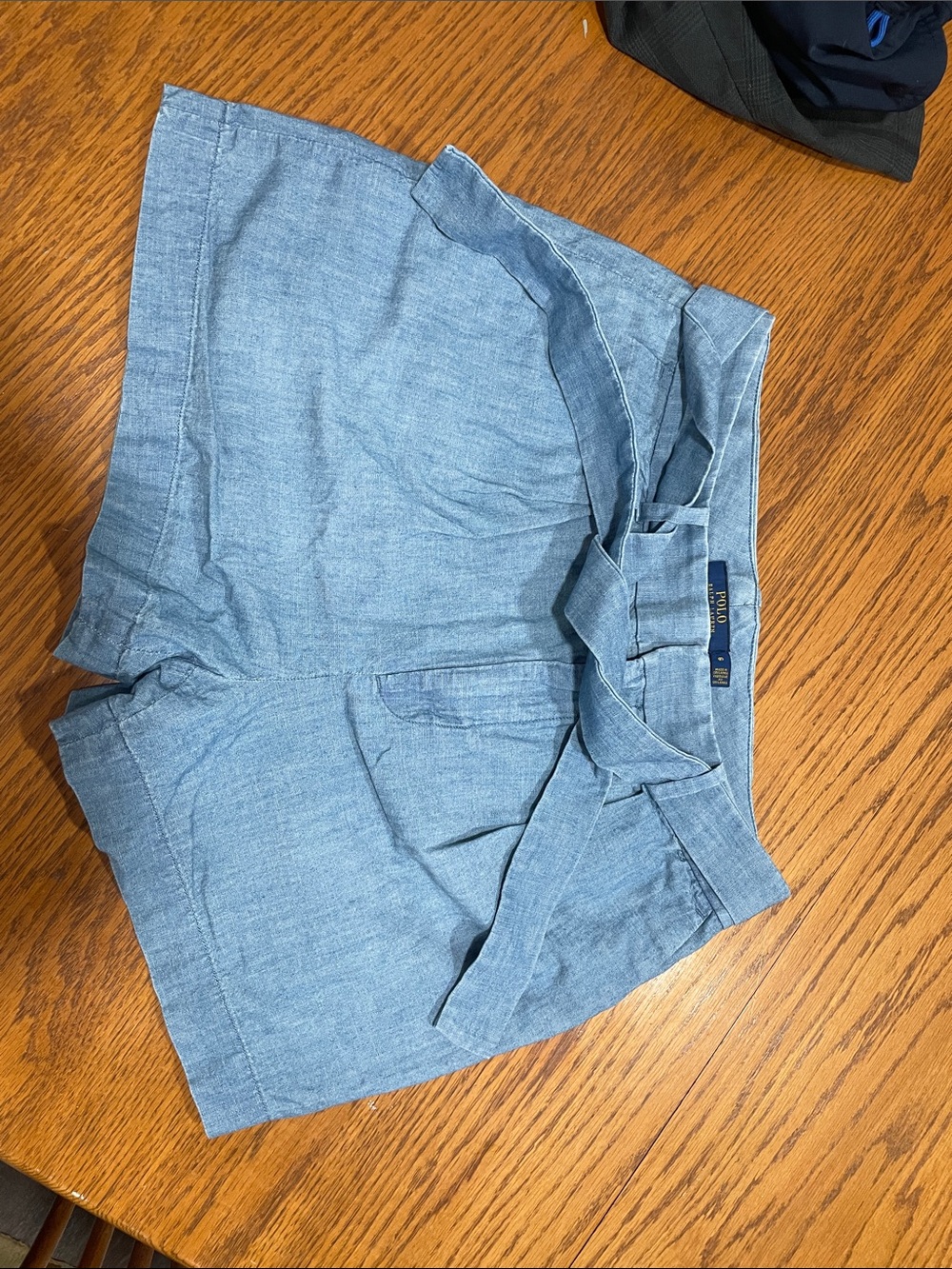 Ralph Lauren Chambray Blue Tie-Waist Shorts